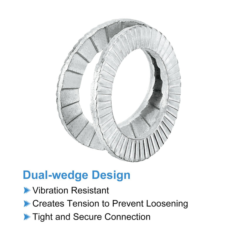uxcell Wedge Locking Washers for #10 Bolts, 20pcs 304 Stainless Steel Washers Vibration Resistant Safety Washers 20