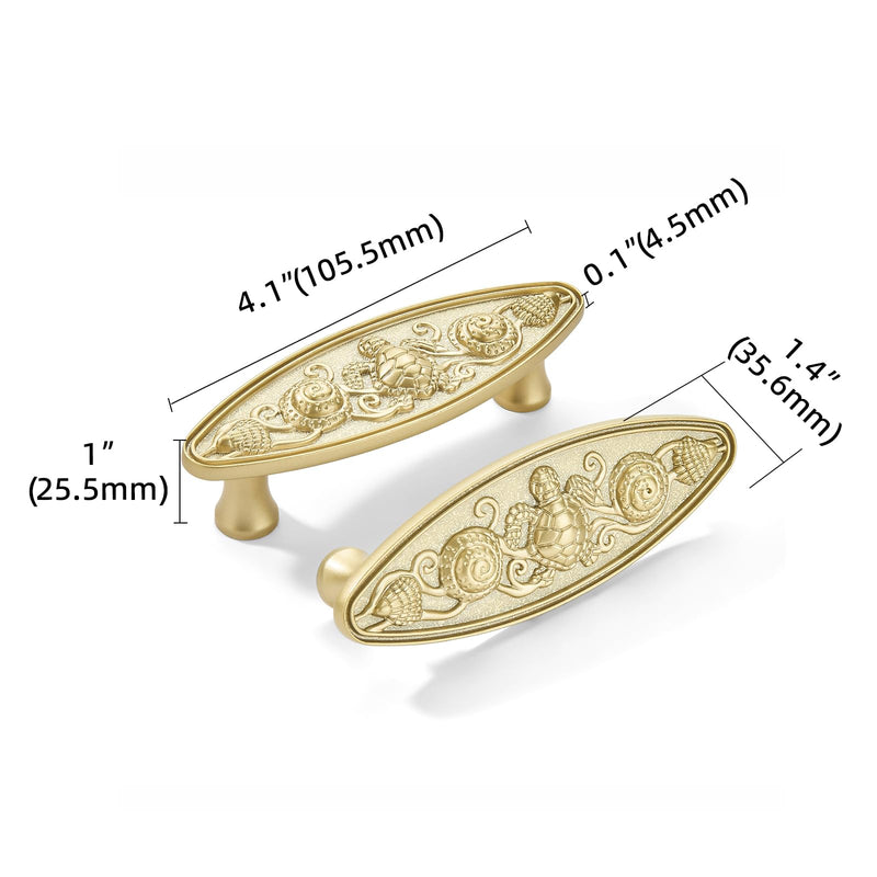 khtumeware 3 inch 5 Pack Brushed Gold zinc Alloy Cabinet pulls Suitable for Kitchen cabinets, Bathroom cabinets, wardrobes, Furniture Drawers Handles. Seaside Cottage Pull