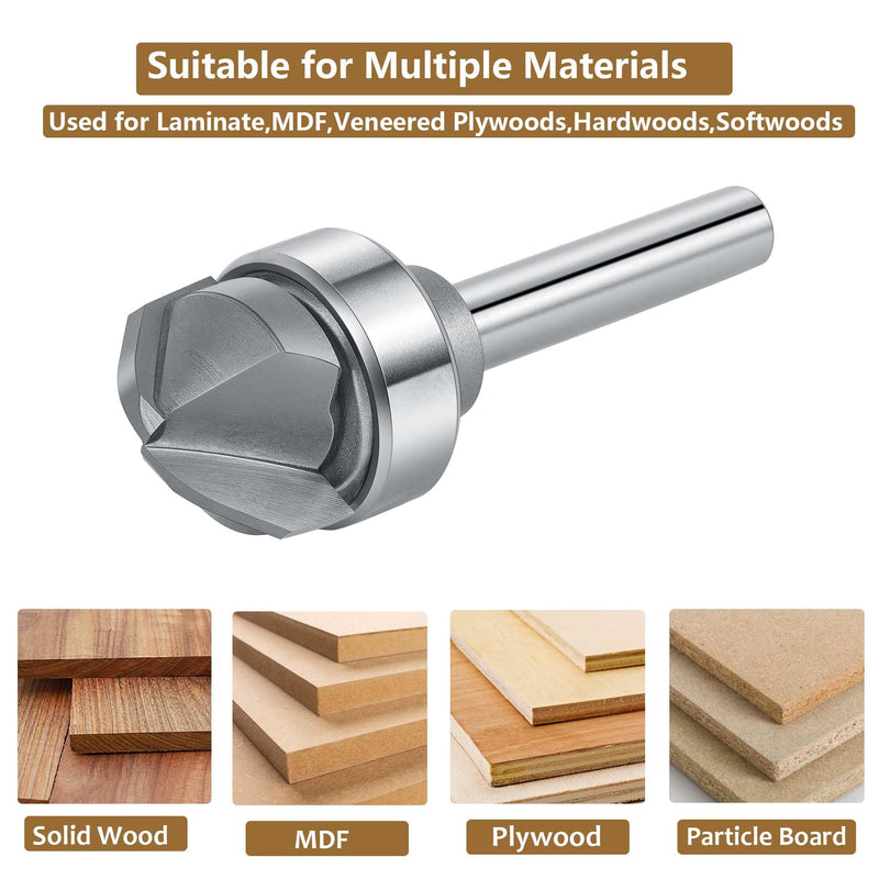 SpeTool Juice Groove Router Bits with Bearing 1/2" Cove with 90° Round Nose V-Groove and 1/4 Inch Shank for Creating Precise Drainage Channels and Ornamental Borders in Personalized Woodworking Tasks 90°Angle 1/4" shank