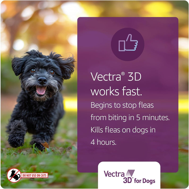 Vectra 3D Flea and Tick Prevention for Dogs, Kills and Repels Fleas, Ticks & Mosquitoes | Fast‑Acting, Waterproof, No Prescription Needed | Extra Large Dogs Over 95 lbs, 3‑Month Supply 3 Pack