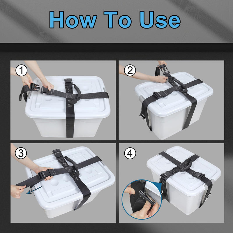 Box Carrying Strap with Handle 118.1 Inch Adjustable Straps for Battery Box Handheld Belt Carry Straps for Safely Moving and Lifting Heavy Boxes (Black, 118.1 Inch) Black