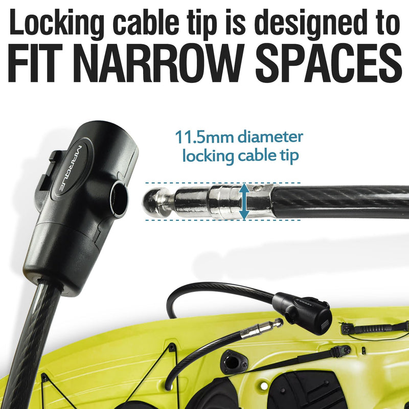 MARQUE Bike Lock with Key – 3/8” (4Ft, 7Ft, 15Ft, 25Ft) Straight Cable Locks with Keys, Anti-Theft Security Cable for Bicycles, Scooters, Kayaks, Paddle Boards, Gates 15 FT
