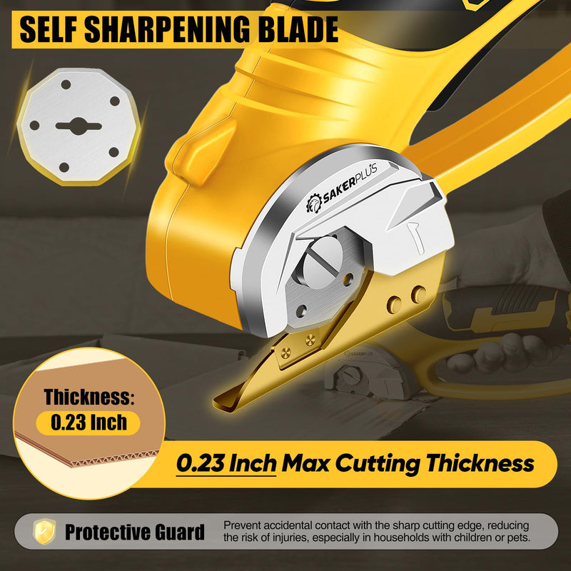 Cordless Electric Scissors,4V Rechargeable Cardboard Box Cutter Heavy Duty Fabric Scissor with Safety Lock & LED Light,Power Rotary Cutter for Leather Carpet Plastic Cutting,Sewing,Crafting Rotary Cutter with Carrying Case