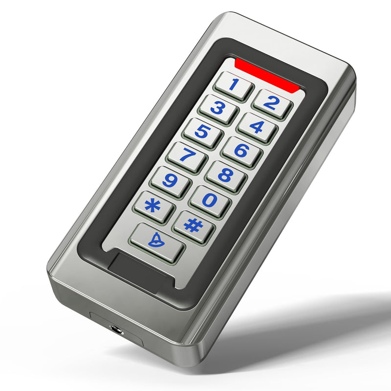 Door Access Control Keypad, Stainless Steel Outdoor IP68 Waterproof, 2000 Users, Wiegand 26-bit Input / Output, Tuya App Remote Control, RFID Card & PIN Code Entry, Doorbell Button Narrow Numeric Keypad
