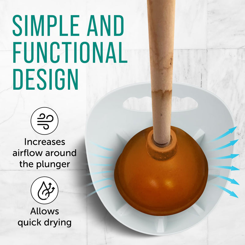 Maplefield Plunger Tray - Universal Toilet Plunger Tray Made for Toilet and Sink Plungers - Easy to Clean - White Toilet Plunger Holder Drip Tray - Pack of 1 Plunger Drip Tray