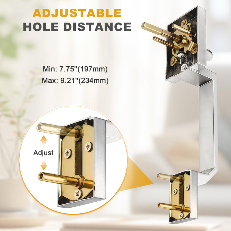 Probrico Satin Nickel Front Door Handleset,Modern Entry Door Handle with Reversible Lever,Square Passage Door Handle with No Lock 1