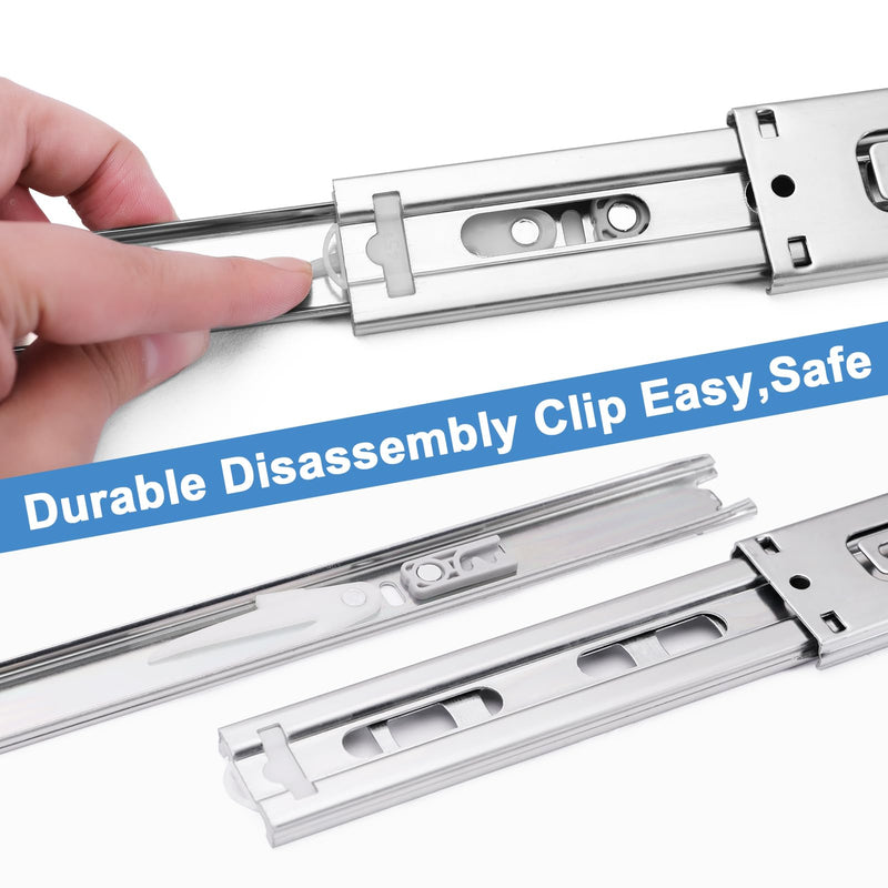 10 inch Drawer Slides 1 Pairs (2pcs) Soft Self Close Full Extension Ball Bearing Drawer Slides 3 fold Full Stretch Side Mount Drawer Slides 100 LB Capacity Drawer Slide 10" Silver 10inch-250mm