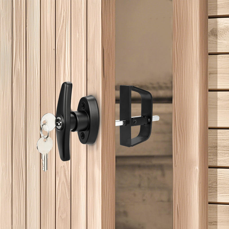 Shed Door Lock Latch, 5-1/2 Inch Stem Shed Door T Handle Lock with 4 Keys Hardware Set for Storage Barn Camper RV Garage, Fits on 4-1/2" Max Thickness