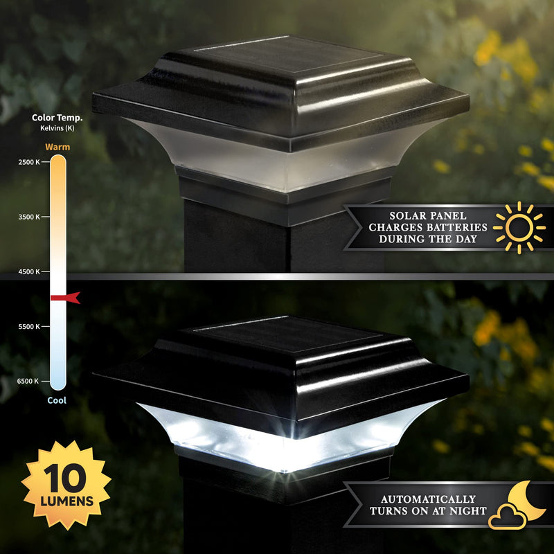 Classy Caps SL082B Imperial Outdoor Post Light- Fits 2" x 2", 2.25" x 2.25", 2.5" x 2.5" Posts, Black Powder Coated Aluminum CAP - NewNest Australia