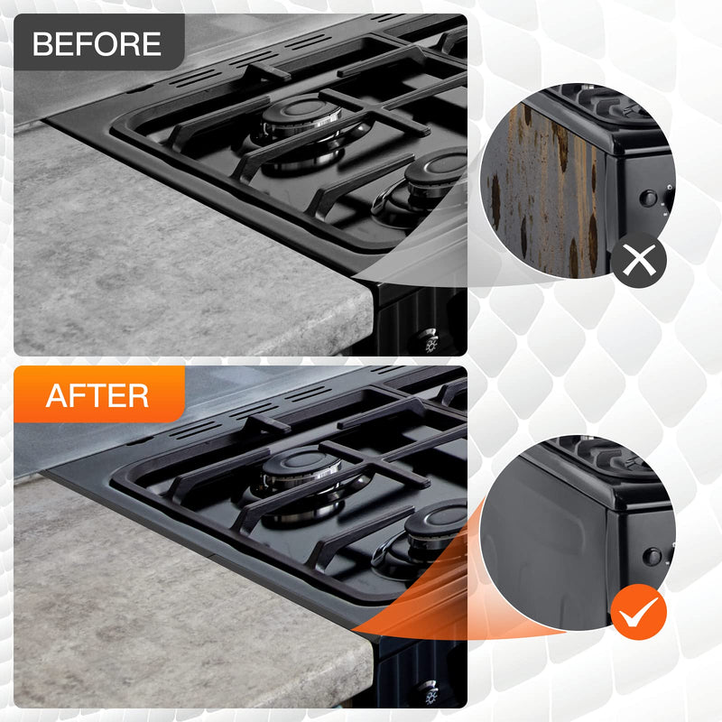 Stainless Steel Stove Gap Covers,Stove Gap Filler, Range Trim Kit, Stove Gap Guards, Heat Resistant and Easy to Clean, Easy retractable Length 13.8" to 27.5", Width 0.79",Black(2PCS) 27.5 inch Black