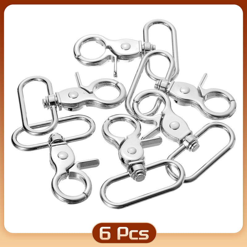 uxcell 6Pcs Swivel Snap Hook, 38mm(1 1/2") Trigger Snap Heavy Duty Zinc Alloy Metal Lobster Claw Clasp Lanyard Clips for Straps Bags Belting Leathercraft, Silver 38 mm