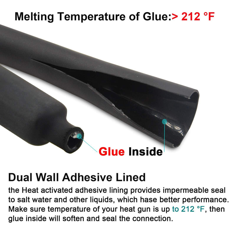 2 Pcs 3/4 inch (Diameter) 3:1 Dual Wall Adhesive Heat Shrink Tubing Kit, Large Wire Shrinkable Tube Wrap by MILAPEAK (4 Feet, Black & Red) 4FT (3/4", 2 Pcs)