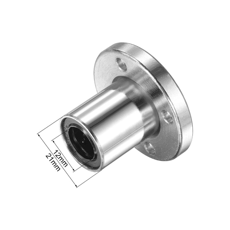 uxcell LMF12UU Linear Ball Bearings 12mm Bore 21mm OD 30mm Length Round Flange Nickel Plated for CNC Machine 3D Printer 2pcs