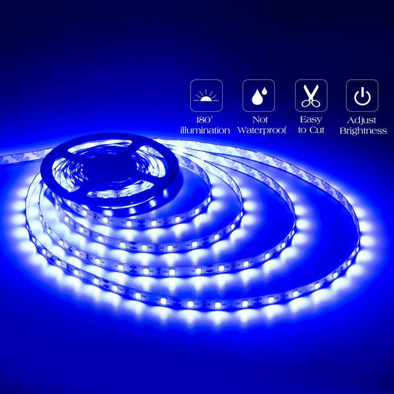 12 Volt 20ft Blue led Strip Lights, Non-Waterproof 360 LEDs Blue led Lights for Bedroom, Shops, Christmas, Halloween.