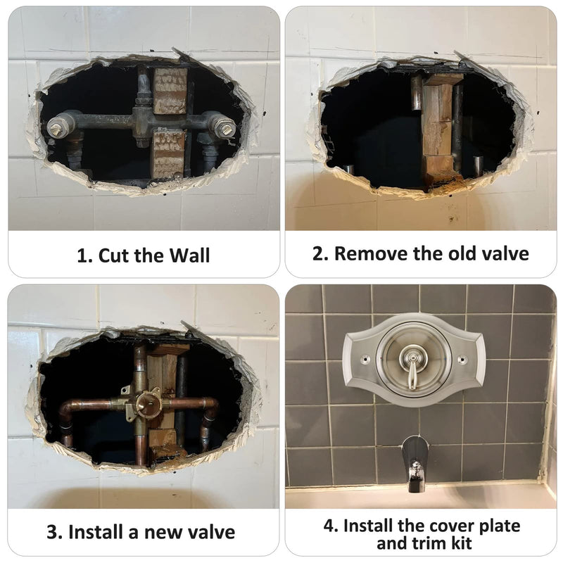 Renovation Shower Cover Plate for 2-Handle or 3-Handle to 1-Handle Shower Updates, Brushed Nikel