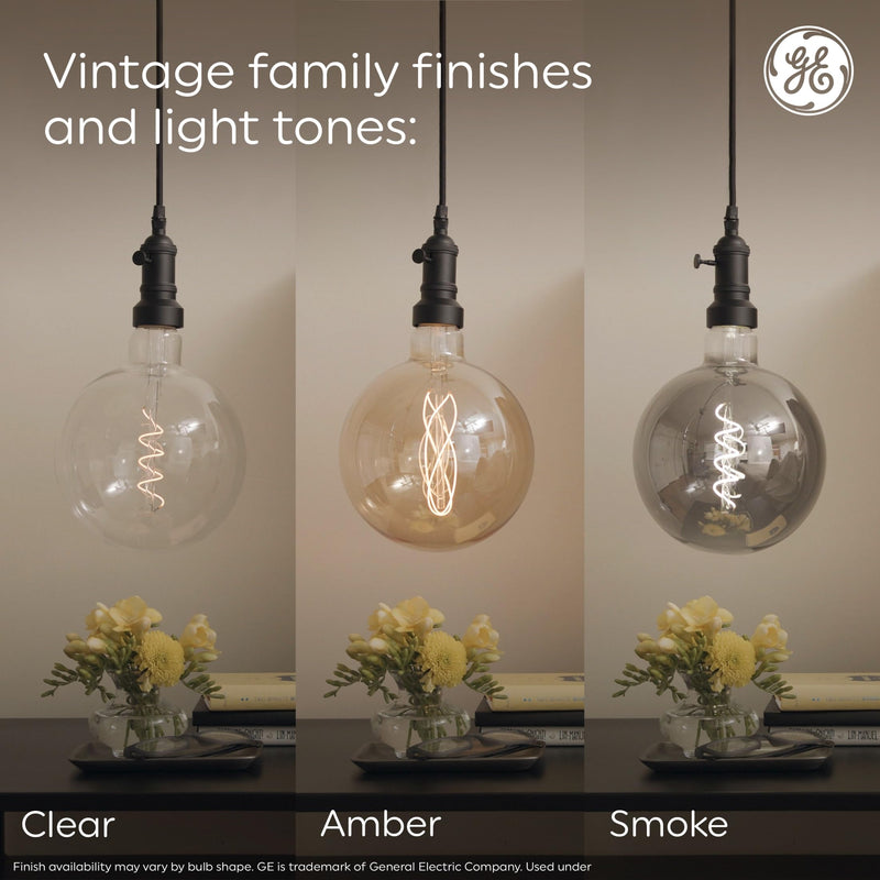 GE Vintage Style LED Light Bulbs, 60 Watt, Amber Finish, ST19 Edison Style Bulbs (6 Pack) 25 Watt 1 Count (Pack of 1)