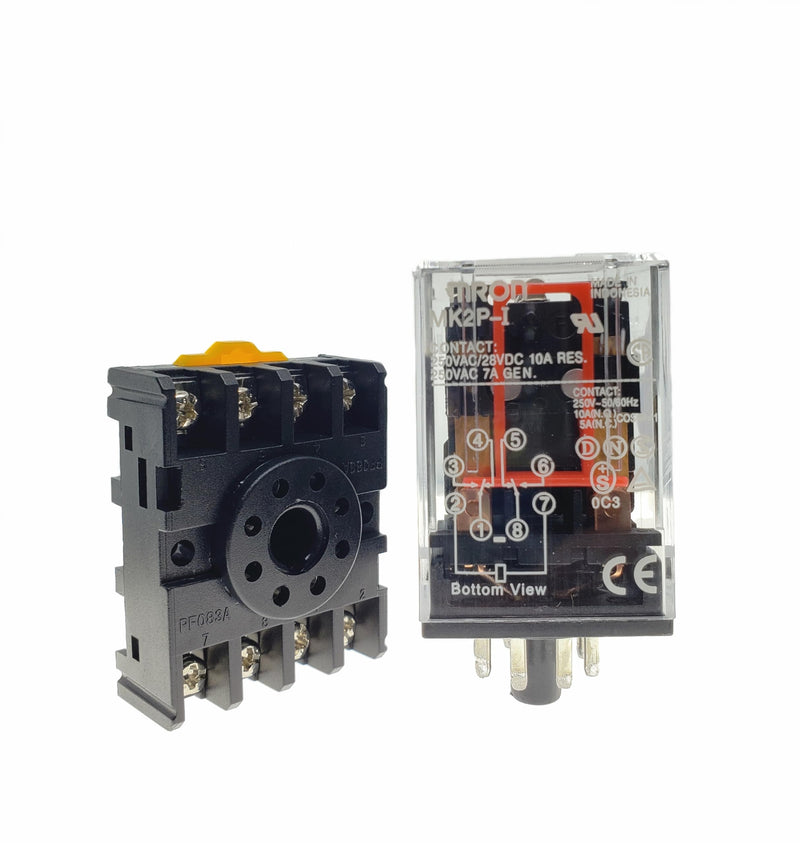 MK2P-I DC 12V Coil 8 Pin 2NO 2NC DPDT Power Relay & Plug-in Terminal Socket Base DC 12V Electromagnetic Relay(Quality Warranty 1 Years) MK2P-I MK2P-I DC 12V