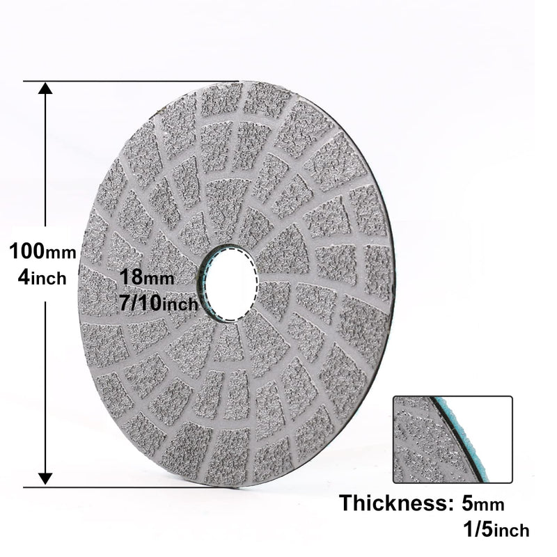 3PCS Vacuum Brazed Diamond Polishing Pads Grinding Wheel Disc for Concrete (4 INCH)
