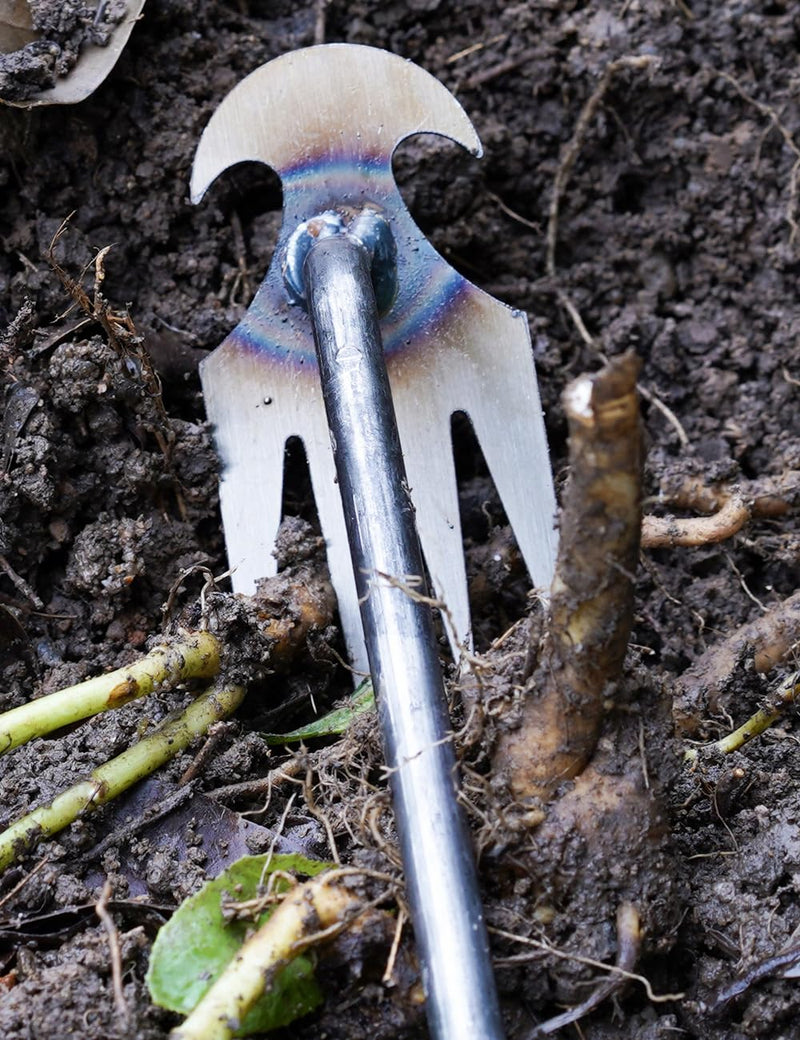 TOYPOPOR New Weeding Artifact Uprooting Weeding Tool, 16" Weed Puller, 4 Teeth Manganese Steel Forged Hand Pulling Weeder for Garden Yard Farm Weed Removal 4 Teeth Weeder