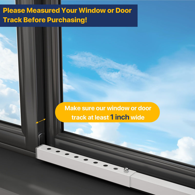 Adjustable Window Lock Bar, Shorter Window AC Security Bars for Child Safety, Window Stoppers for Small Vertical Sliding Windows/Dog Door, Extends from 9.8-16.7 in (Steel 1 Pcs) 1 Piece