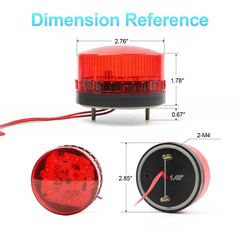 Signal Warning Lamp with Foam Pad - Round Red Warning Light Blinking Light for Security Warning System, LTE-5061J, AC 110V, CE