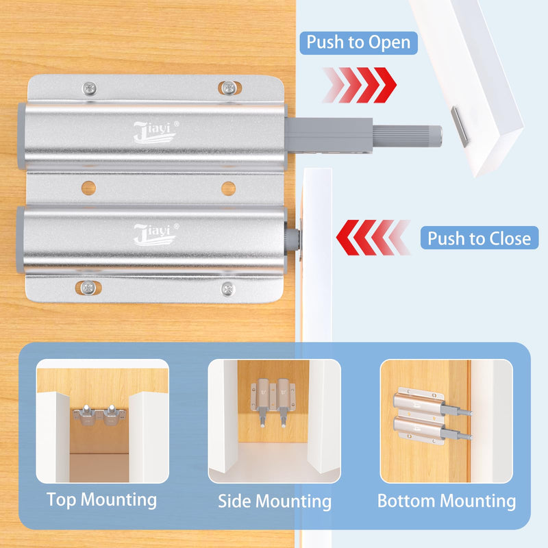 Magnetic Push Latch Heavy Duty Jiayi Double Push to Open Door Latch Touch Latches Kitchen Door Push Release Latch for Drawer Closure Push Catch Pop Out Cabinet Hardware (1 Pack) 1 Pack