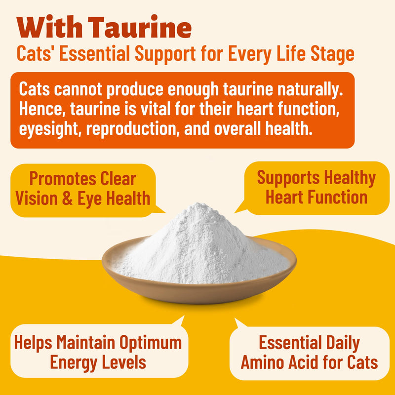 24-in-1 Vitamins Supplements and Taurine for Cats with CoQ10, Lysine, Glucosamine, Omega 3 - Cat Vitamins for Indoor Cats for Heart Health, Immunity Support, Shiny Skin&Coat- 330 Bites 7.76oz