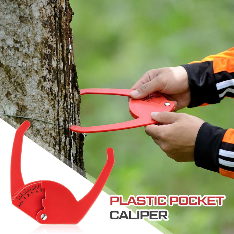 4 Pcs Plastic Pocket Caliper 7" Range Tree Caliper Measuring Tool for Onion, Fruit and Vegetable Diameter Measurement, 1/4 Inch Scale, Red, Easy to Read, Portable to Carry 4