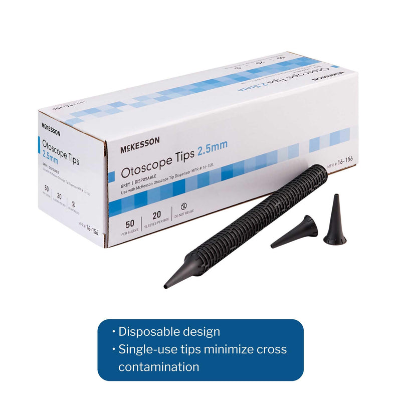 McKesson Otoscope Tips, Ear Speculum, Disposable, 2.5 mm, Gray, 1000 Count, 1 Pack - NewNest Australia