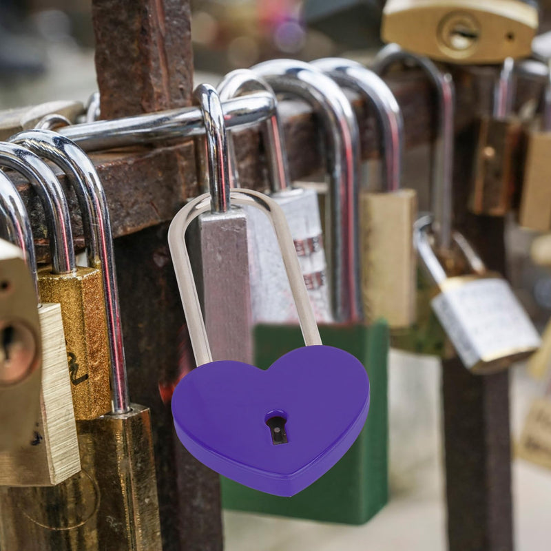 Love Lock,20pcs 3.5" 50mm Matte Purple Heart Sharped Padlock for Bridge Love Wedding Anniversary Travel Gift(with Key) 20PCS
