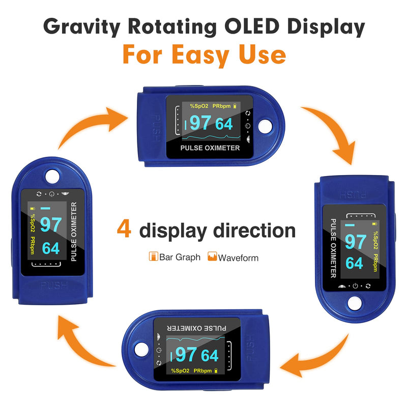 Easy@Home Fingertip Pulse Oximeter (Not for Medical Use) - SpO2 Blood Oxygen Saturation Meter and Heart Rate Monitor -EHP050