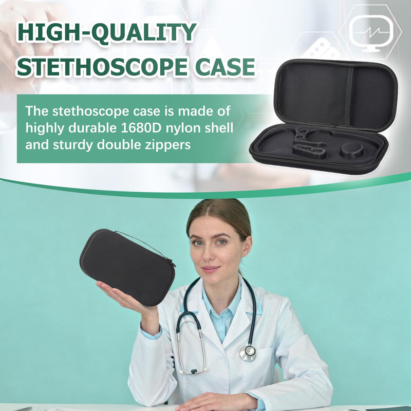 1 Pack Digital Stethoscope Case - 13.19x7.48x1.77 Inches Large Carrying Case, Fits Digital/Cardiology Stethoscopes (Black)
