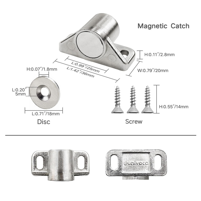 4 Pack Cabinet Magnets, Neodymium Magnetic Cabinet Door Catch - Silver 4