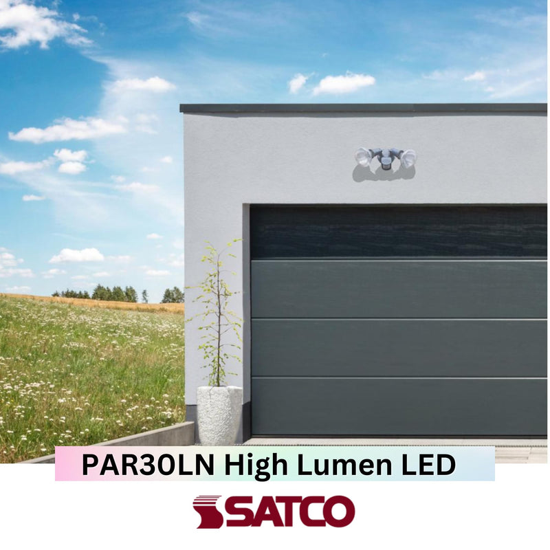 Satco S39764 15 Watt PAR30 Long Neck LED Reflector Light Bulbs High Lumen 27K/30K/35K/40K/50K CCT Selectable E26 Medium Base 120-277 Volt Wet Location Non-Dimmable (2 Pack)