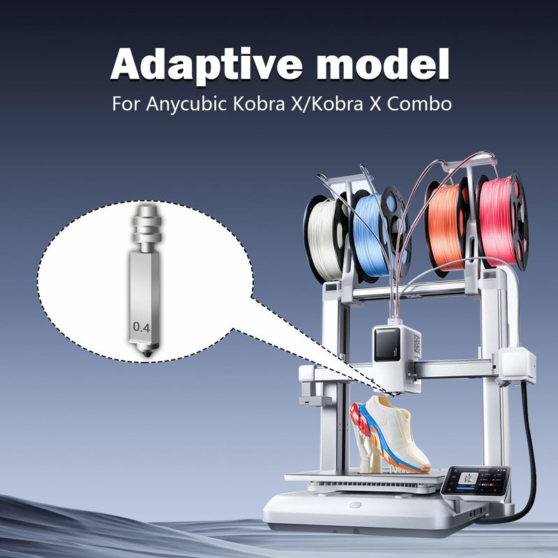 4PK Nozzle for Kobra X/Kobra 4 Hotend 0.25MM 0.4MM 0.6MM High Flow Hardened Steel Nozzle Quick Swap Integrated Nozzle High Speed Print Head Kobra X Accessories for Anycubic KX Nozze 4PK