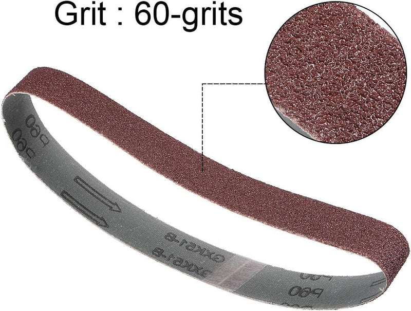 1-1/8" x 21 Inch Sanding Belt for Finishing Metal Drywall Polishing Sharpening 60 Grit 3pcs 3pcs 60 Grit