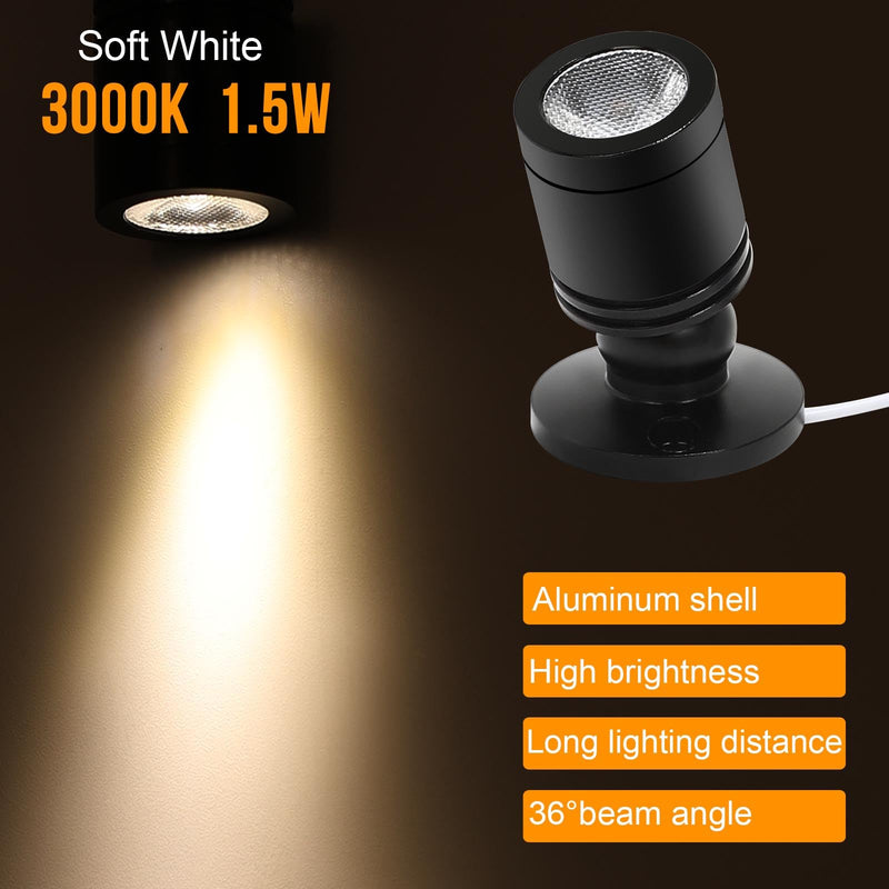 Taysing LED Spot Light Indoor Picture Lights Art Lights Accent Lights Little Spotlight Up Lights for Painting Picture Plants Jewelry Showcase Model Display Shelves(Soft White-2 Pack Push Switch) Soft White-2 Pack Push Switch