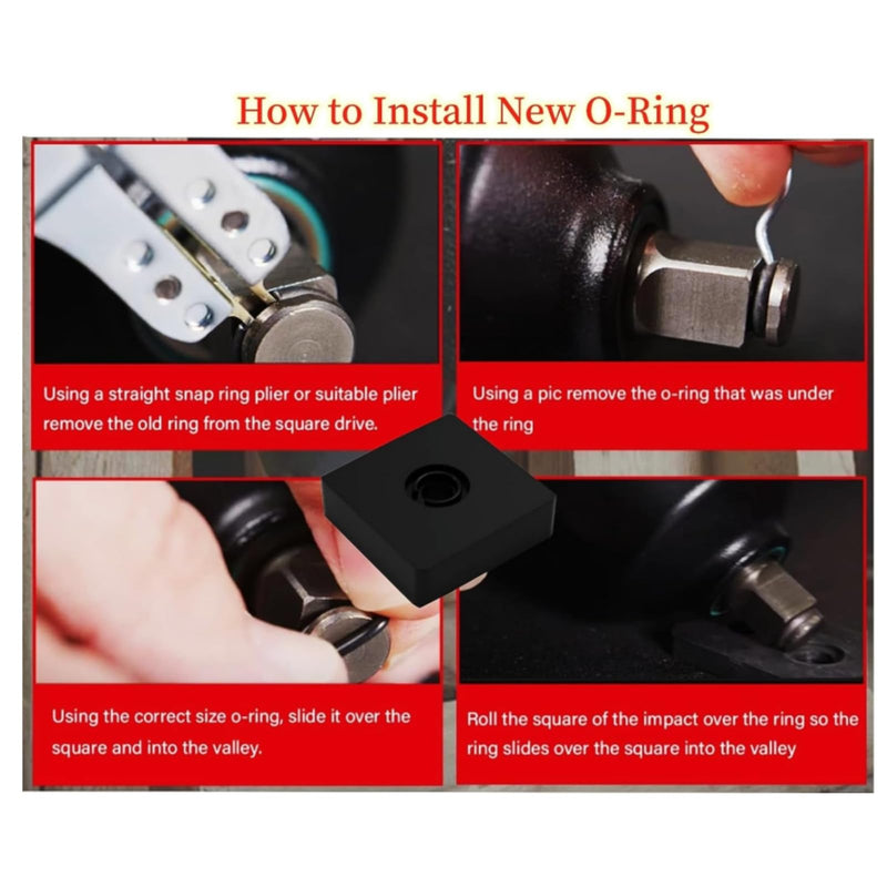 (6+6 Sets) 1/2” and 3/8" Impact Retaining Ring Clip Friction Ring with O-Ring for Mmiwauukiiii Electric/Pneumatic Type Impact Wrench, Retainer Ring Anvil Install Tool Included