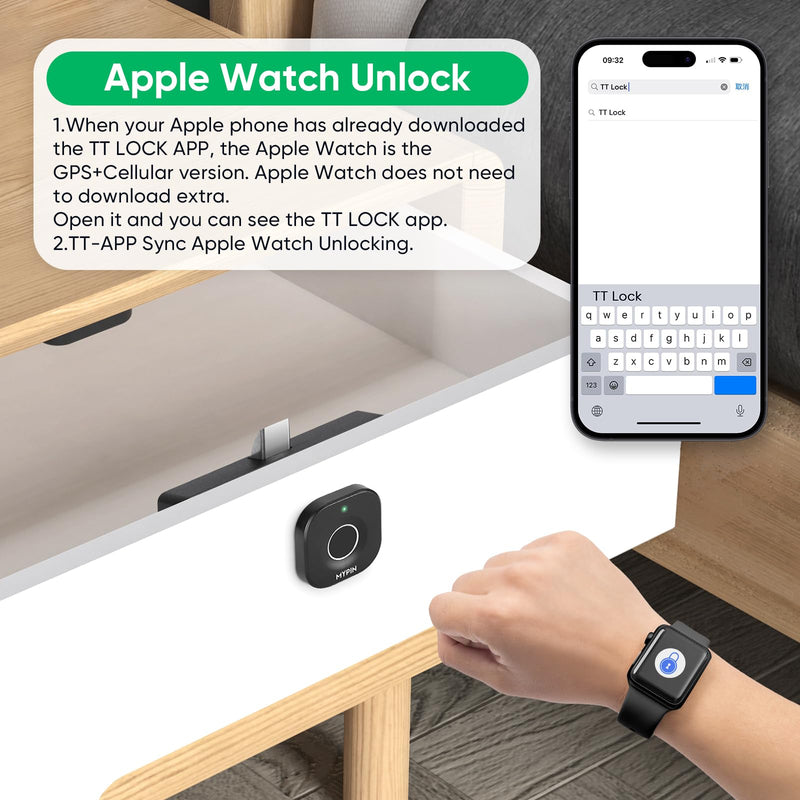 Bluetooth Fingerprint Cabinet Lock With Phone/Watch App Unlock, Smart Biometric Keyless Hidden File Drawer Wardrobe Lock, Child Safety Electric DIY Wooden Furniture Plastic