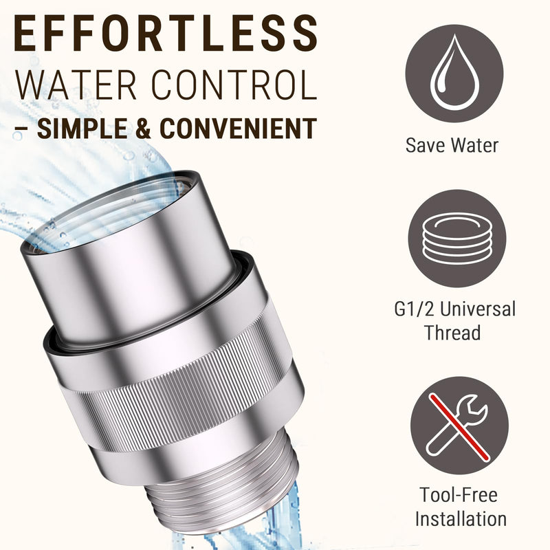 G-Promise All Metal Shower Head Shut Off Valve, G1/2" Shower Flow Control Valve for Handheld or Bidet Sprayer (Chrome) Chrome