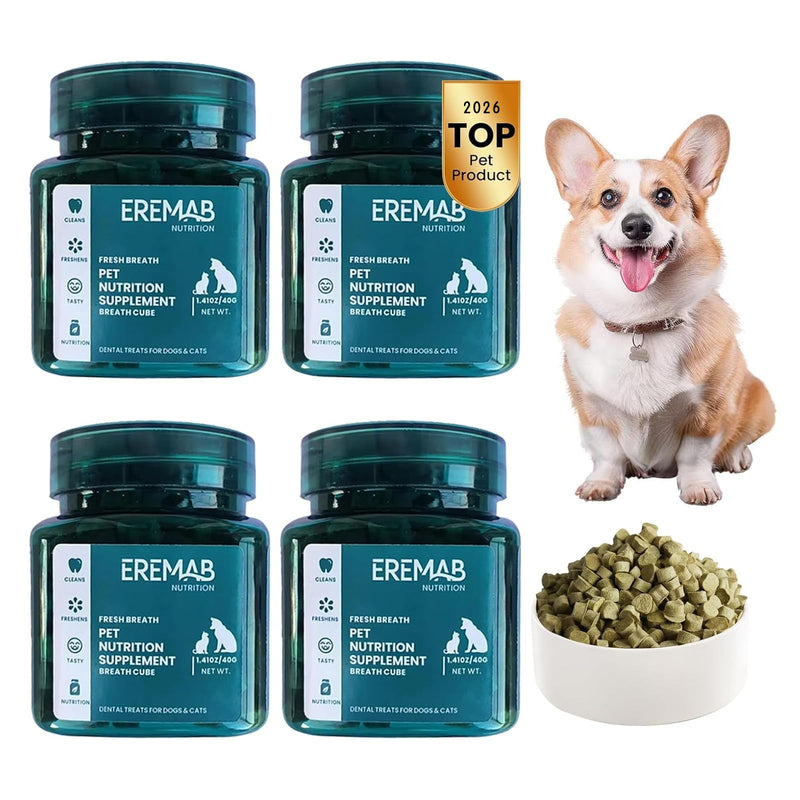 4 Pack Dental Chews for Dogs, Freeze Dried Dog & Cat Treats to Help Clean Teeth & Freshen Breath,Supports Gum & Oral Health, Daily Oral Care Treats for Cats and Dogs