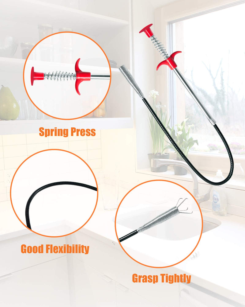 25inch Hair Drain Clog Remover Tool(6pcs), 24inch Drain Cleaner Sticks To Drain Hair Clog For Remover (1pcs), Drain Hair Remover Tool For Sewer, Toilet, Kitchen Sink, Bathroom Tub,(6+1)