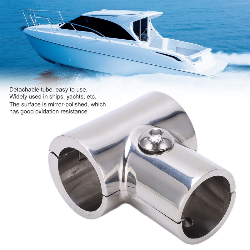 KIMISS Marine Grade Handrail Fitting 90 Degree Tee Connector, Stainless Steel Tube Pipe Joiner 1 inch (25.4mm ID) Separable Boat Rail Fitting for Yacht Ship Handrail System