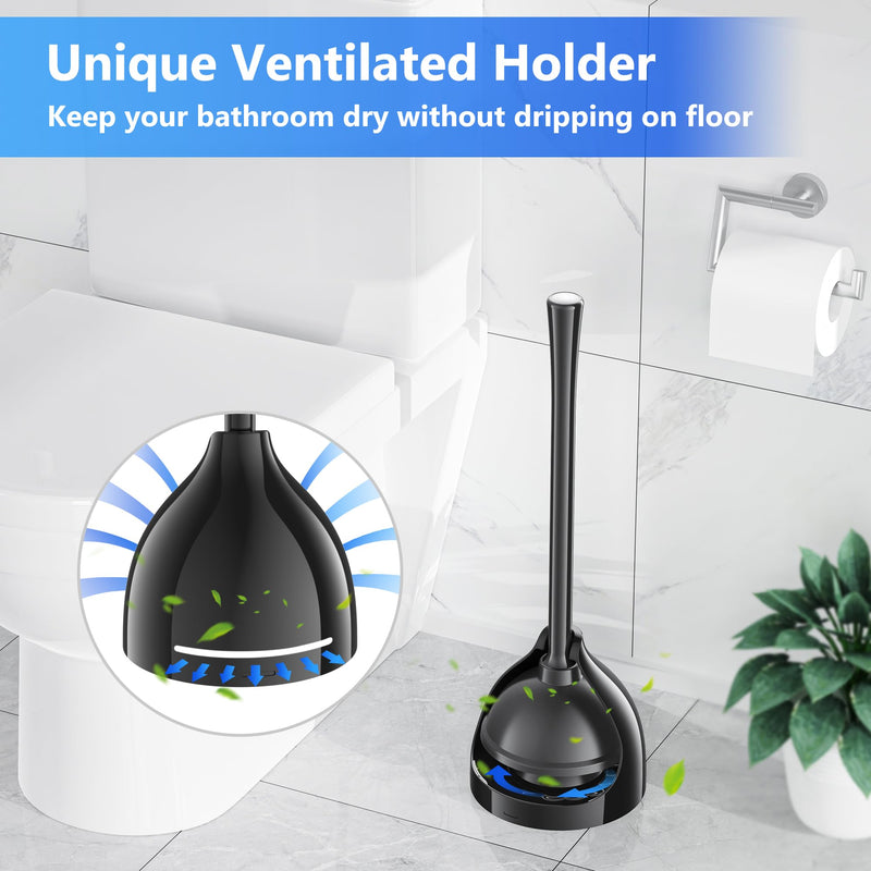 Toilet Plunger with Holder, Plunger with Unique Holder, Plungers for Bathroom with Holder, Toilet Plunger Heavy Duty (1, Black) 1 - NewNest Australia