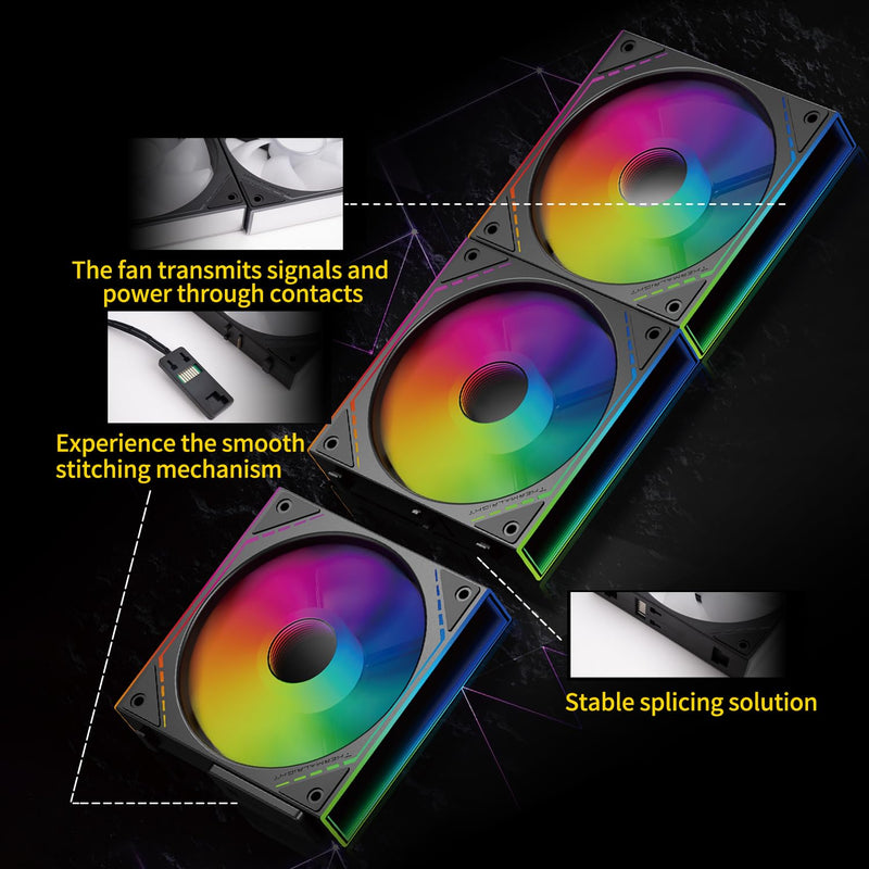 Thermalright TL-M12QR-S X3 Wireless Splicing Reverse Case Fan-120mm Quiet,Infinity Mirror ARGB Lighting Effects,New Power Chip Module Simplifies Wiring Management,3-Packs Building Blocks Fan