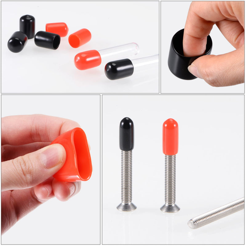 uxcell 25pcs Round Rubber End Caps 1/4" 3/8" 1/2" 5/8" 3/4" Black Vinyl Cover Screw Thread Protectors Assortment Kit 25