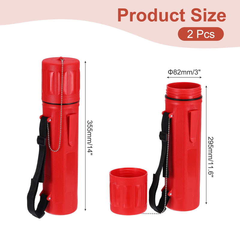 MECCANIXITY 2pcs Welding Rod Storage Tube, 14 Inch Tungsten Electrode Holder Container Airproof Waterproof 4.5kg Capacity with Strap, Red
