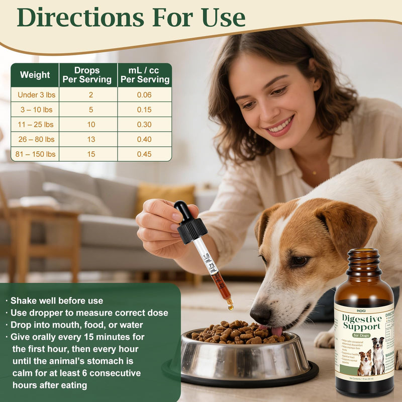 Digestive Support for Dogs and Puppies – Helps Maintain Stool Consistency, Gut Health & Appetite During Occasional Upset Stomach or Diet Changes, Sensitive Stomach Formula, 1 fl oz