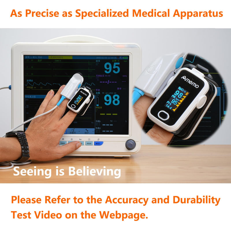 Pulse Oximeter,OLED Display Oxygen Monitor Fingertip,Blood Oxygen Saturation Monitor(SpO2) with Carrying Case,Silicone Cover White