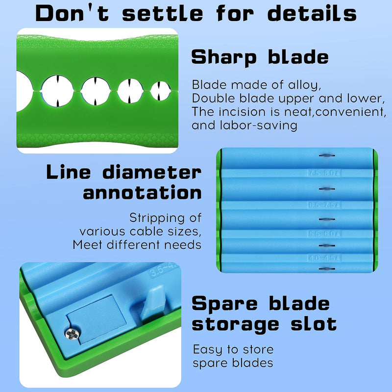 A-3511 Tube Stripper Stripping range 3.5-11mm Replaceable blade Cable Tube Slitter Fiber Optic Mid Span Cable Cutting Tool Jacket Tube Slitter Loose Tube Buffer with 12pcs spare blade